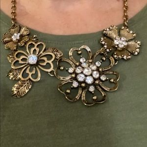 “Lavish Blooms” by Premier Design, Gold-toned and rhinestone necklace.